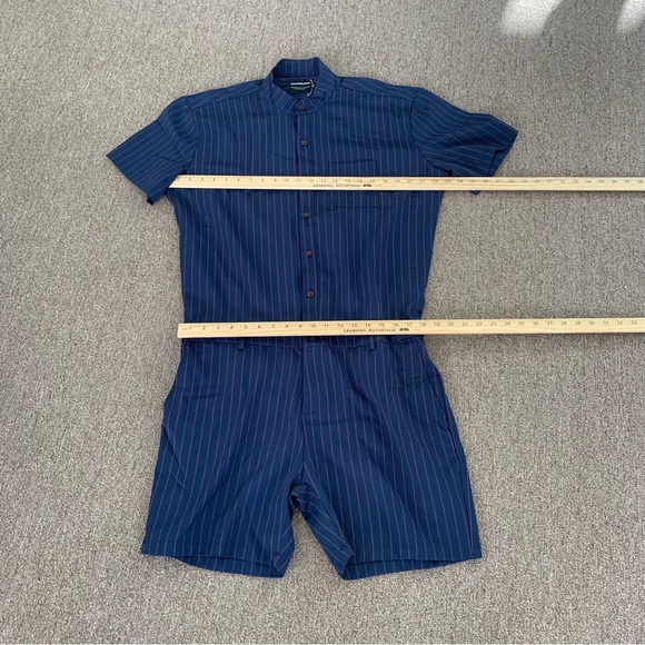 RomperJack Men's Sz Xxl Dark Blue Pink Stretch Poly Short Sleeve Shorts Romper - Picture 3 of 8